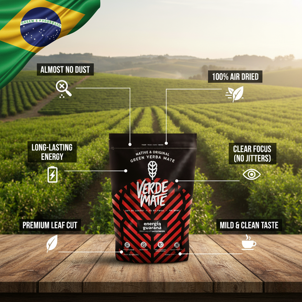 Yerba Mate Tea Verde Mate Unsmoked Energy Brain Boost Good for Beginners 500G